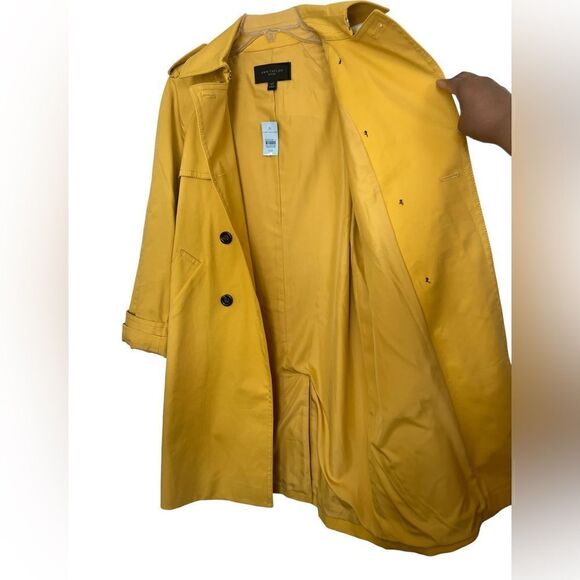 Ann Taylor Petite Mustard Yellow Dopamine Dressing Twill Trench Coat Size XXS - Picture 8 of 16